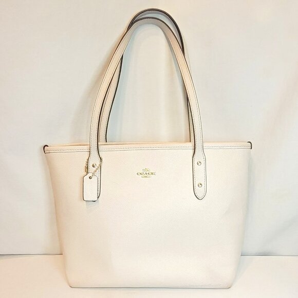 Coach Handbags - COACH | Womens Leather Shoulder Tote - Cream/Off-White